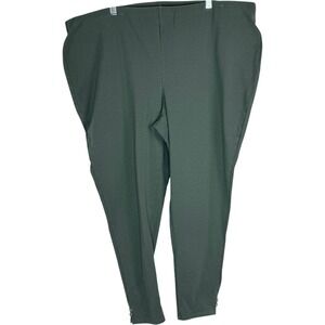 Denim & Co Jogger Women Petite 2X Dark Olive Comfy Knit Pull-On Pants A698965